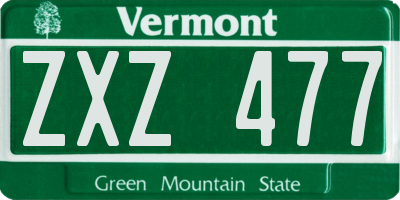VT license plate ZXZ477