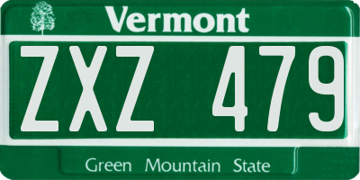 VT license plate ZXZ479