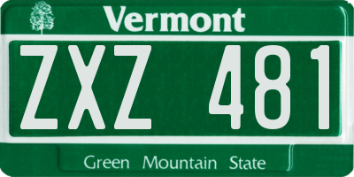 VT license plate ZXZ481