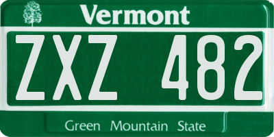 VT license plate ZXZ482