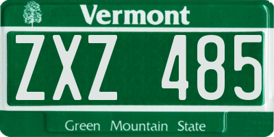 VT license plate ZXZ485