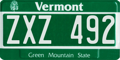 VT license plate ZXZ492