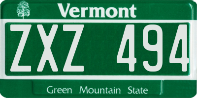 VT license plate ZXZ494