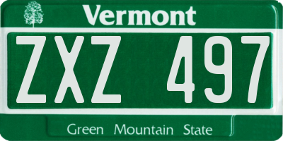 VT license plate ZXZ497