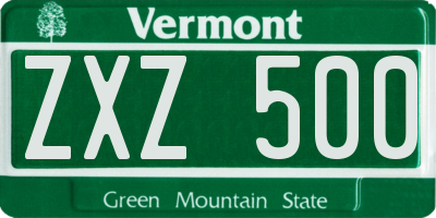 VT license plate ZXZ500