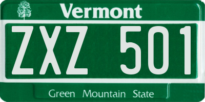 VT license plate ZXZ501