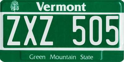 VT license plate ZXZ505