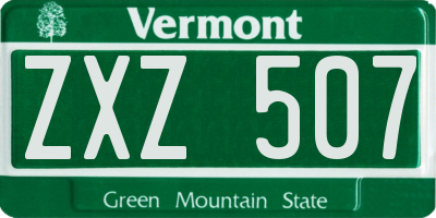 VT license plate ZXZ507