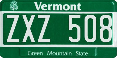 VT license plate ZXZ508