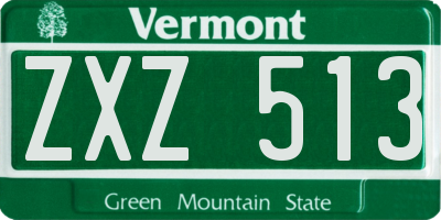 VT license plate ZXZ513