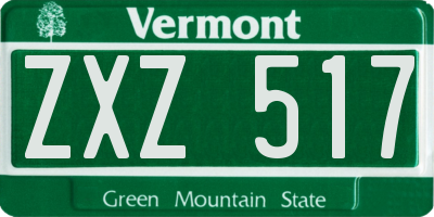 VT license plate ZXZ517