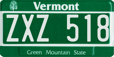 VT license plate ZXZ518