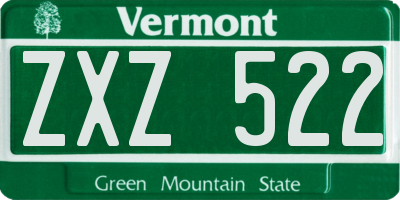 VT license plate ZXZ522
