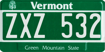 VT license plate ZXZ532