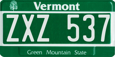 VT license plate ZXZ537