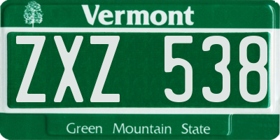 VT license plate ZXZ538