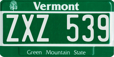 VT license plate ZXZ539