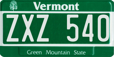 VT license plate ZXZ540