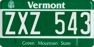 VT license plate ZXZ543