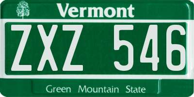 VT license plate ZXZ546