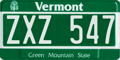 VT license plate ZXZ547