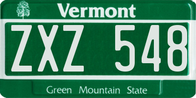 VT license plate ZXZ548