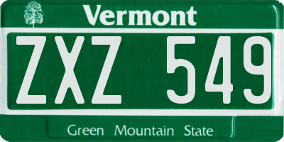 VT license plate ZXZ549