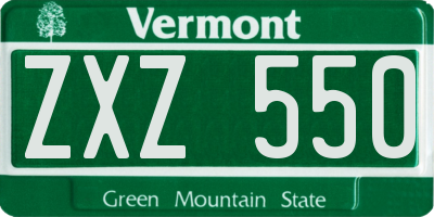 VT license plate ZXZ550