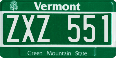 VT license plate ZXZ551