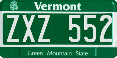 VT license plate ZXZ552