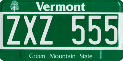 VT license plate ZXZ555