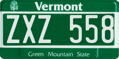VT license plate ZXZ558