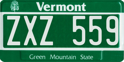 VT license plate ZXZ559