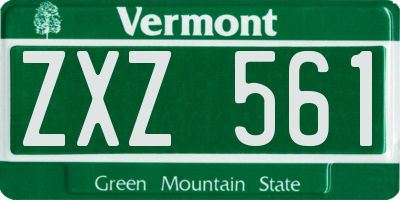 VT license plate ZXZ561