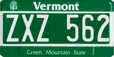 VT license plate ZXZ562