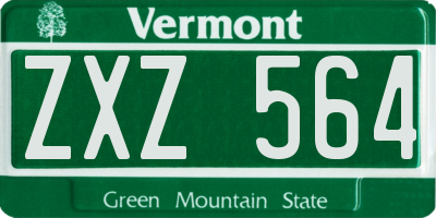 VT license plate ZXZ564