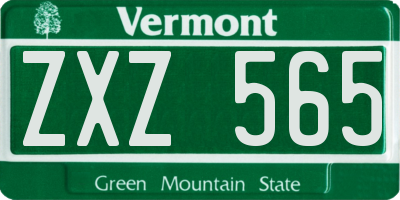 VT license plate ZXZ565