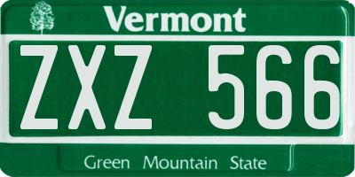 VT license plate ZXZ566