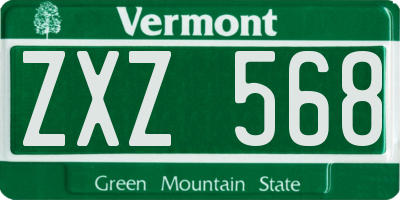VT license plate ZXZ568