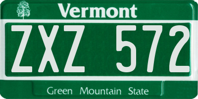 VT license plate ZXZ572