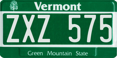 VT license plate ZXZ575