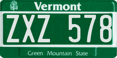 VT license plate ZXZ578