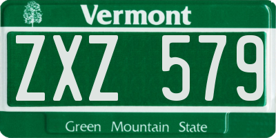 VT license plate ZXZ579