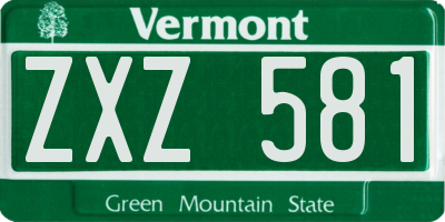 VT license plate ZXZ581
