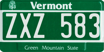 VT license plate ZXZ583