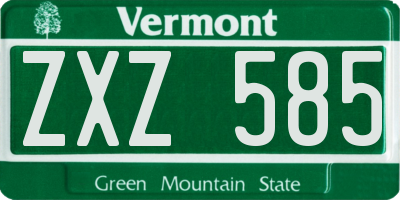 VT license plate ZXZ585