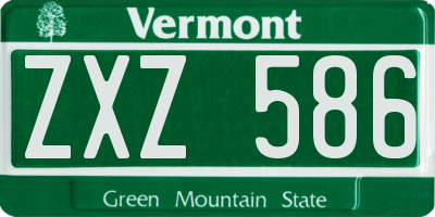 VT license plate ZXZ586