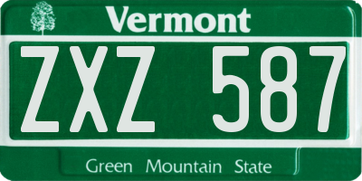 VT license plate ZXZ587