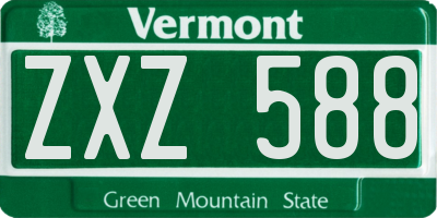 VT license plate ZXZ588