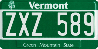 VT license plate ZXZ589